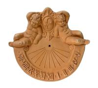 Meridiana con Angeli in Terracotta 25x25 cm - Orologio Solare da Parete Artigianale - Decorazione Classica per Interni ed Esterni - Fatta a Mano in Italia
