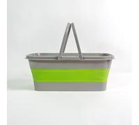 Meridiana - Secchio Pieghevole rettangolare 15 Litri in Silicone - Secchiello Richiudibile 15l per Pulizie Bucato Campeggio Pesca - Secchio Portatile Acqua -GRIGIO VERDE (compatibile con SPACE MOP)