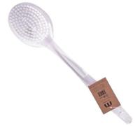 Meridiana - Spazzola da bagno con setole bianche e superficie massaggiante, in plastica trasparente, 33 x 6 cm