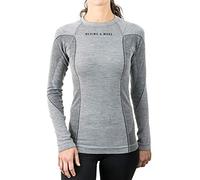 Merino & More - Biancheria intima da sci in lana merino, da donna, a maniche lunghe, grigio chiaro, M