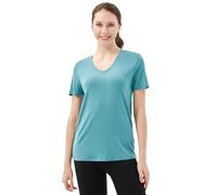 Merino Protect 100% Lana Merino Magliette Donne Collo V Maniche Corte Resistenza Odore Strato Base Viaggio Escursionismo Base Layer