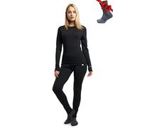 Merino.tech Completo Lana Donna Merinos - Intimo Termico Merino Maglia e Pantalone con Calzini Leggero, Medio, Pesante (Small, 165 Lite Charcoal)