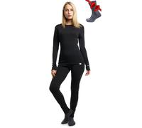 Merino.tech Completo Lana Donna Merinos - Intimo Termico Merino Maglia e Pantalone con Calzini Leggero, Medio, Pesante (X-Large, 250 Charcoal Grey)