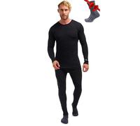 Merino.tech Intimo Termico Uomo Lana Merinos - Completo Termico Uomo Maglia e Pantaloni con Calzini Leggero, Medio, Pesante (Large, 250 Charcoal Grey)