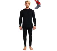 Merino.tech Intimo Termico Uomo Lana Merinos - Completo Termico Uomo Maglia e Pantaloni con Calzini Leggero, Medio, Pesante (Small, 165 Lite Black)