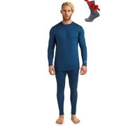 Merino.tech Intimo Termico Uomo Lana Merinos - Completo Termico Uomo Maglia e Pantaloni con Calzini Leggero, Medio, Pesante (Large, 165 Lite Denim Blue)