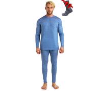 Merino.tech Intimo Termico Uomo Lana Merinos - Completo Termico Uomo Maglia e Pantaloni con Calzini Leggero, Medio, Pesante (X-Large, 165 Lite Deep Blue)