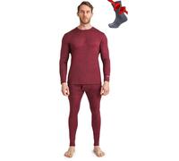 Merino.tech Intimo Termico Uomo Lana Merinos - Completo Termico Uomo Maglia e Pantaloni con Calzini Leggero, Medio, Pesante (Large, Lite 165 Burgundy)