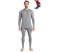 Merino.tech Intimo Termico Uomo Lana Merinos - Completo Termico Uomo Maglia e Pantaloni con Calzini Leggero, Medio, Pesante (Large, Lite 165 Heathered Grey)