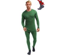Merino.tech Intimo Termico Uomo Lana Merinos - Completo Termico Uomo Maglia e Pantaloni con Calzini Leggero, Medio, Pesante (Medium, 250 Olive)