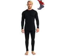 Merino.tech Intimo Termico Uomo Lana Merinos - Completo Termico Uomo Maglia e Pantaloni con Calzini Leggero, Medio, Pesante (X-Large, 320 Black)