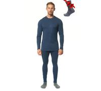 Merino.tech Intimo Termico Uomo Lana Merinos - Completo Termico Uomo Maglia e Pantaloni con Calzini Leggero, Medio, Pesante (X-Large, 320 Navy)