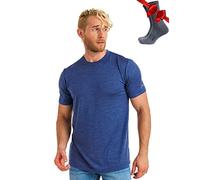 Merino.tech Maglietta Lana Merinos Uomo - Maglia Termica Uomo in Lana Merinos Manica Corta con Calze (Medium, Chicago Blues)