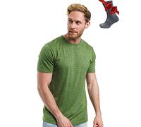 Merino.tech Maglietta Lana Merinos Uomo - Maglia Termica Uomo in Lana Merinos Manica Corta con Calze (Olive Grove, Large)