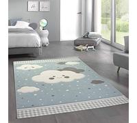 Merinos Tappeto per Asilo Tappeto per Gioco Nuvole in Blu Größe 120 cm Rund