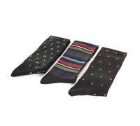 MERITEX Calze Uomo Lunghe Fantasia Riga in Caldo Cotone - 3 Paia in Scatolina Idea Regalo, Morbide e Confortevoli - Taglia Unica