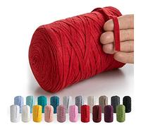MeriWoolArt® Cinta Hilo Textil Natural 10 mm 150 m, Filato Tessile, Filati per Uncinetto, Corda in Cotone Morbido per Macramè Acchiappasogni, Arazzo da parete Macrame, Decorazione Macramè Fai da Te