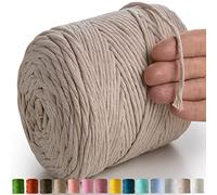 MeriWoolArt® Corda di Cotone 4mm 225m Corda Macramè Naturale, Filato Morbido per Tessuto da Parete, Macrame Fatto A Mano Parete Appeso Boho, Piume Macramè Acchiappasogni, Decorazione Macramè Fai Da Te
