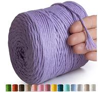 MeriWoolArt® Corda di Cotone 4mm 225m Corda Macramè Naturale, Filato Morbido per Tessuto da Parete, Macrame Fatto A Mano Parete Appeso Boho, Piume Macramè Acchiappasogni, Decorazione Macramè Fai Da Te