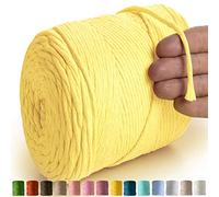 MeriWoolArt® Corda di Cotone 4mm 225m Corda Macramè Naturale, Filato Morbido per Tessuto da Parete, Macrame Fatto A Mano Parete Appeso Boho, Piume Macramè Acchiappasogni, Decorazione Macramè Fai Da Te