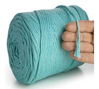 MeriWoolArt® Corda di Cotone 4mm 225m Corda Macramè Naturale, Filato Morbido per Tessuto da Parete, Macrame Fatto A Mano Parete Appeso Boho, Piume Macramè Acchiappasogni, Decorazione Macramè Fai Da Te