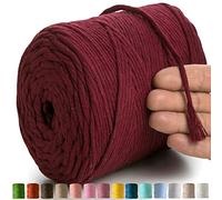 MeriWoolArt® Corda di Cotone 4mm 225m Corda Macramè Naturale, Filato Morbido per Tessuto da Parete, Macrame Fatto A Mano Parete Appeso Boho, Piume Macramè Acchiappasogni, Decorazione Macramè Fai Da Te