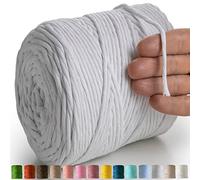 MeriWoolArt® Corda di Cotone 4mm 225m Corda Macramè Naturale, Filato Morbido per Tessuto da Parete, Macrame Fatto A Mano Parete Appeso Boho, Piume Macramè Acchiappasogni, Decorazione Macramè Fai Da Te