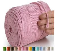 MeriWoolArt® Corda di Cotone 4mm 225m Corda Macramè Naturale, Filato Morbido per Tessuto da Parete, Macrame Fatto A Mano Parete Appeso Boho, Piume Macramè Acchiappasogni, Decorazione Macramè Fai Da Te