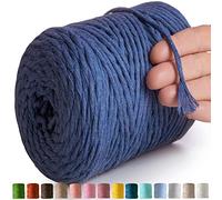 MeriWoolArt® Corda di Cotone 4mm 225m Corda Macramè Naturale, Filato Morbido per Tessuto da Parete, Macrame Fatto A Mano Parete Appeso Boho, Piume Macramè Acchiappasogni, Decorazione Macramè Fai Da Te