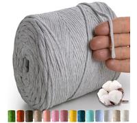 MeriWoolArt® Corda di Cotone 4mm 225m Corda Macramè Naturale, Filato Morbido per Tessuto da Parete, Macrame Fatto A Mano Parete Appeso Boho, Piume Macramè Acchiappasogni, Decorazione Macramè Fai Da Te