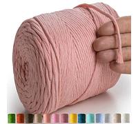 MeriWoolArt® Corda di Cotone 4mm 225m Corda Macramè Naturale, Filato Morbido per Tessuto da Parete, Macrame Fatto A Mano Parete Appeso Boho, Piume Macramè Acchiappasogni, Decorazione Macramè Fai Da Te