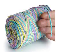MeriWoolArt® Corda di Cotone per Macramé da 2 mm x 250 m, Riciclata, Ideale per Creare Appendi Piante, Gioielli, e Borse all'Uncinetto