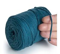 MeriWoolArt® Corda di Cotone per Macramé da 2 mm x 250 m, Riciclata, Ideale per Creare Appendi Piante, Gioielli, e Borse all'Uncinetto