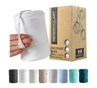 MeriWoolArt Corda Macramè Bianco 3mm 200m - Fil di Cotone Colorato - Spago Macrame di Corda Singola - Filato Morbido Macramè Cotone Riciclato Oeko-Tex - Macramè Arredamento per Casa Boho