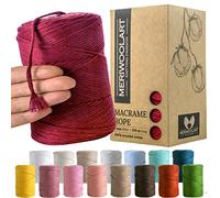 MeriWoolArt Corda Macramè Borgogna 3mm 200m - Fil di Cotone Colorato - Spago Macrame di Corda Singola - Filato Morbido Macramè Cotone Riciclato Oeko-Tex - Macramè Arredamento per Casa Boho