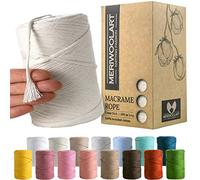 MeriWoolArt Corda Macramè Colore Naturale 3mm 200m - Fil di Cotone Colorato - Spago Macrame di Corda Singola - Filato Morbido Macramè Cotone Riciclato Oeko-Tex - Macramè Arredamento per Casa Boho