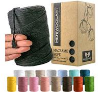 MeriWoolArt Corda Macramè Grafite 3mm 200m - Fil di Cotone Colorato - Spago Macrame di Corda Singola - Filato Morbido Macramè Cotone Riciclato Oeko-Tex - Macramè Arredamento per Casa Boho