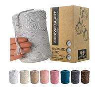 MeriWoolArt Corda Macramè Grigio Chiaro 3mm 200m - Fil di Cotone Colorato - Spago Macrame di Corda Singola - Filato Morbido Macramè Cotone Riciclato Oeko-Tex - Macramè Arredamento per Casa Boho