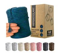 MeriWoolArt Corda Macramè Mare 3mm 200m - Fil di Cotone Colorato - Spago Macrame di Corda Singola - Filato Morbido Macramè Cotone Riciclato Oeko-Tex - Macramè Arredamento per Casa Boho