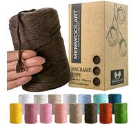 MeriWoolArt Corda Macramè Marrone 3mm 200m - Fil di Cotone Colorato - Spago Macrame di Corda Singola - Filato Morbido Macramè Cotone Riciclato Oeko-Tex - Macramè Arredamento per Casa Boho