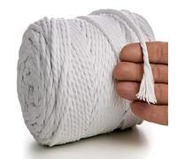 MeriWoolArt® Corda Macramè Naturale 100 m 6 mm, Cotone Morbido per Acchiappasogni, Arazzo Da Parete, Decorazione Fai Da Te, Spago per Decorazioni