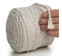 MeriWoolArt® Corda Macramè Naturale, 100 m Macramè Corda 6 mm, Corda in Cotone Morbido per Macramè Acchiappasogni, Arazzo da parete Macrame, Decorazione Macramè Fai da Te, Spago per Decorazioni