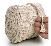 MeriWoolArt® Corda Macramè Naturale, 100 m Macramè Corda 6 mm, Corda in Cotone Morbido per Macramè Acchiappasogni, Arazzo da parete Macrame, Decorazione Macramè Fai da Te, Spago per Decorazioni