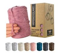 MeriWoolArt Corda Macramè Pflaume 3mm 200m - Fil di Cotone Colorato - Spago Macrame di Corda Singola - Filato Morbido Macramè Cotone Riciclato Oeko-Tex - Macramè Arredamento per Casa Boho