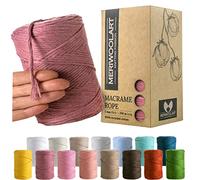 MeriWoolArt Corda Macramè Pflaume 3mm 200m - Fil di Cotone Colorato - Spago Macrame di Corda Singola - Filato Morbido Macramè Cotone Riciclato Oeko-Tex - Macramè Arredamento per Casa Boho