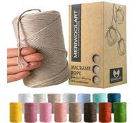 MeriWoolArt Corda Macramè Sabbia 3mm 200m - Fil di Cotone Colorato - Spago Macrame di Corda Singola - Filato Morbido Macramè Cotone Riciclato Oeko-Tex - Macramè Arredamento per Casa Boho