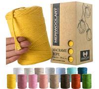 MeriWoolArt Corda Macramè Tabacco 3mm 200m - Fil di Cotone Colorato - Spago Macrame di Corda Singola - Filato Morbido Macramè Cotone Riciclato Oeko-Tex - Macramè Arredamento per Casa Boho