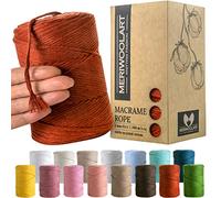 MeriWoolArt Corda Macramè Terra 3mm 200m - Fil di Cotone Colorato - Spago Macrame di Corda Singola - Filato Morbido Macramè Cotone Riciclato Oeko-Tex - Macramè Arredamento per Casa Boho