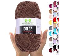 MeriWoolArt® Filato Ciniglia per Maglieria e Uncinetto Marrone - 100g 120m Lana Vellutata - 100% Poliestere Soffice per Amigurumi, Cuscini, Coperte e Abbigliamento Morbido