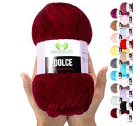 MeriWoolArt® Filato Ciniglia per Maglieria e Uncinetto Rosso Borgogna - 100g 120m Lana Vellutata - 100% Poliestere Soffice per Amigurumi, Cuscini, Coperte e Abbigliamento Morbido